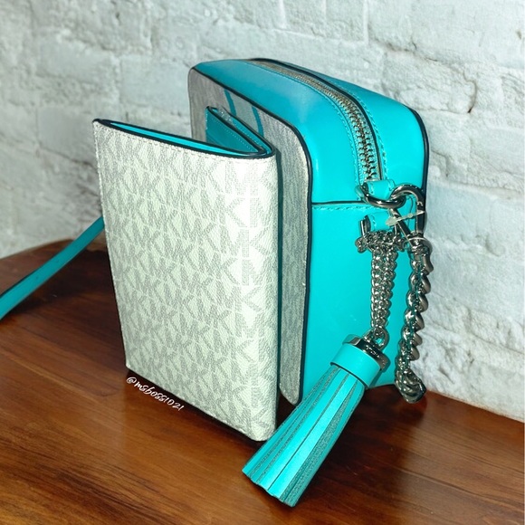 Michael Kors Ombré Center Stripe Crossbody + Passport Wallet in Ocean Blue Multi - Picture 5 of 15